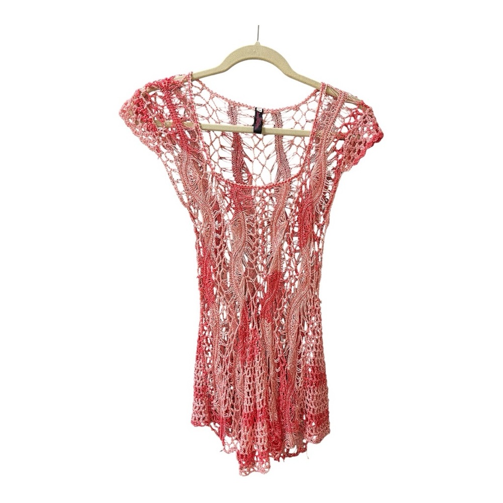 Pink Crochet Knit Top by Beach Creole